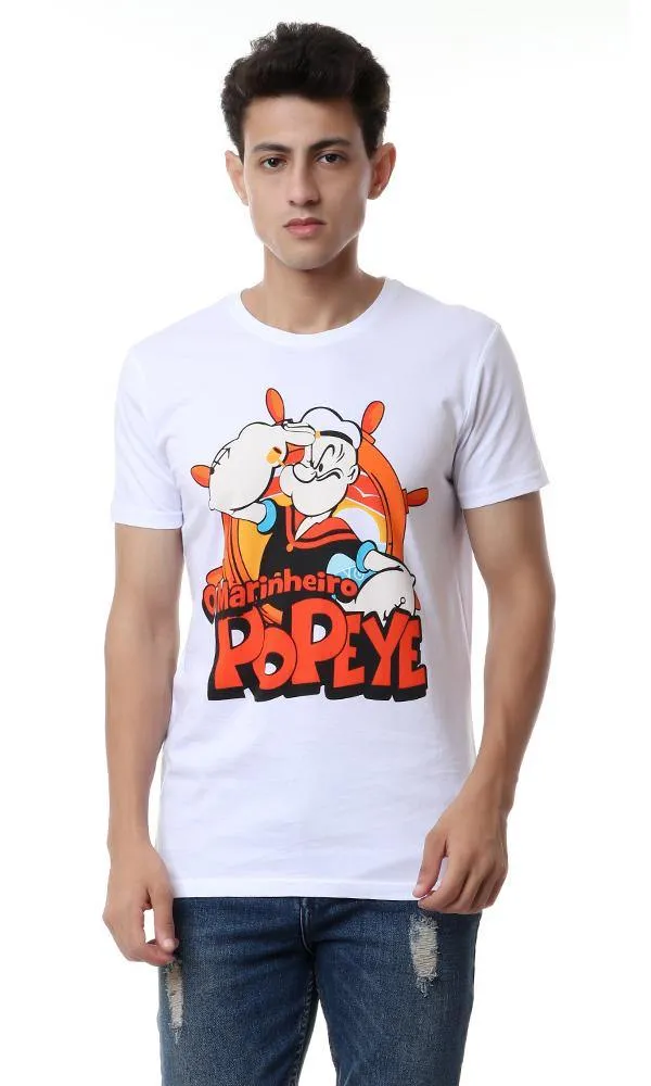 57441 "Popeye" Printed Summer White T-Shirt