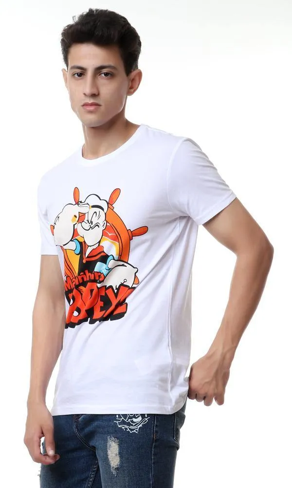 57441 "Popeye" Printed Summer White T-Shirt