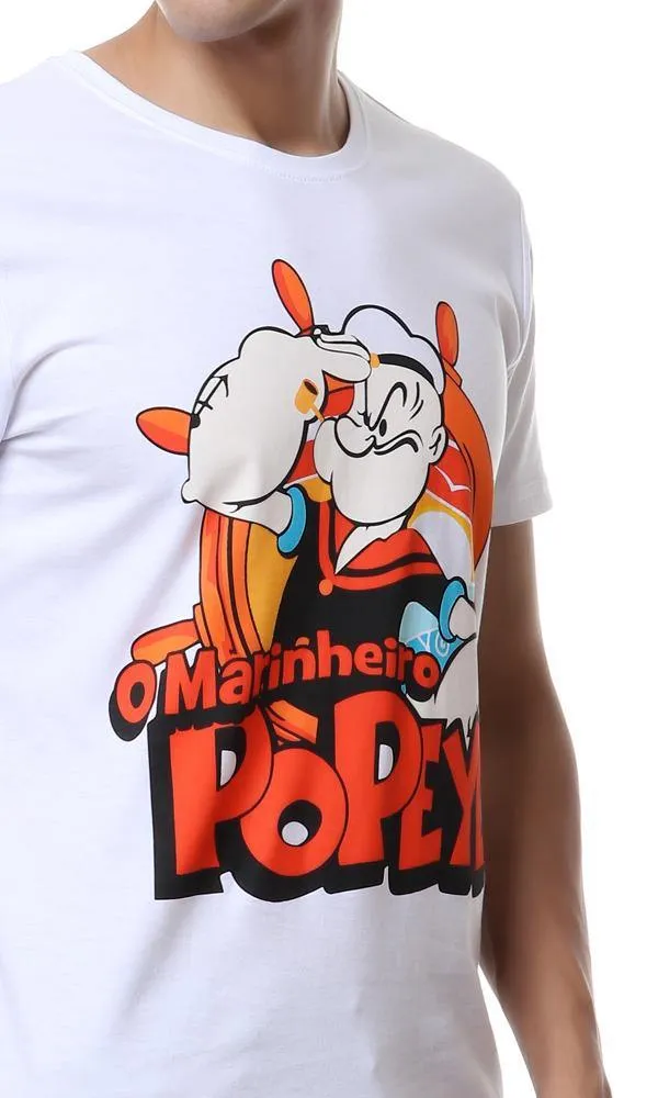 57441 "Popeye" Printed Summer White T-Shirt