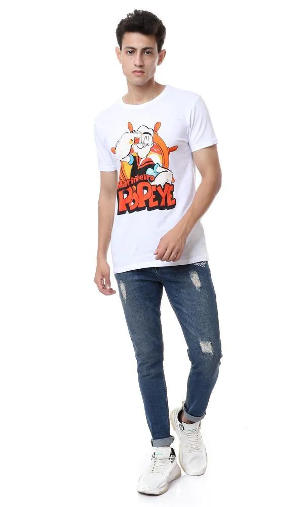 57441 "Popeye" Printed Summer White T-Shirt