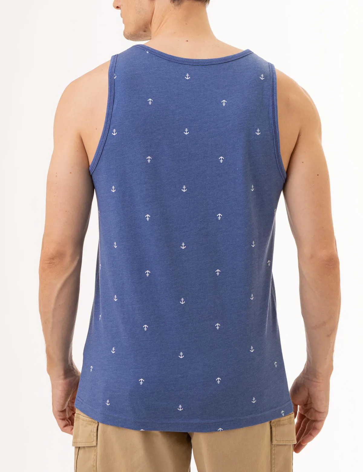 ALL OVER ANCHOR PRINT JERSEY MUSCLE TANK