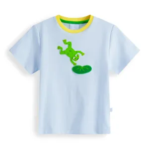 Applique Pima Tee -- Blue w/ Frog