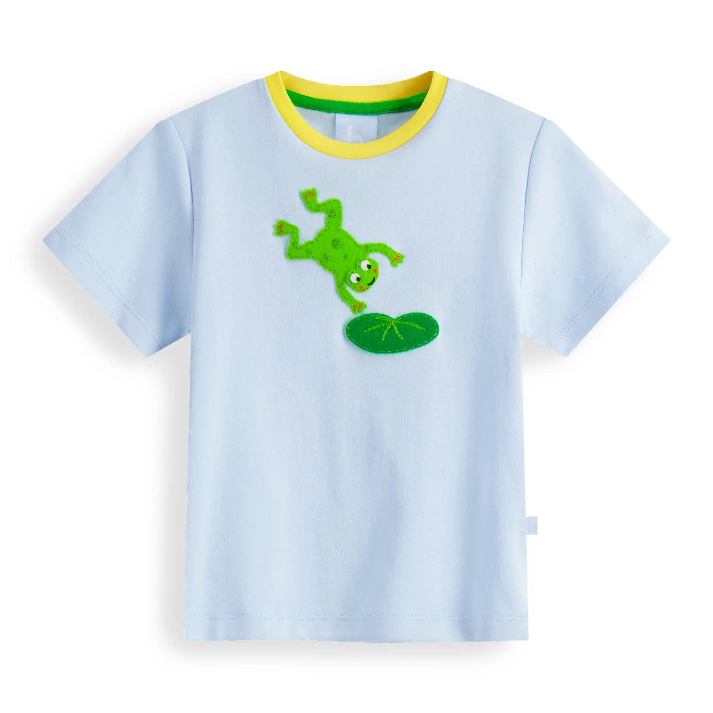 Applique Pima Tee -- Blue w/ Frog