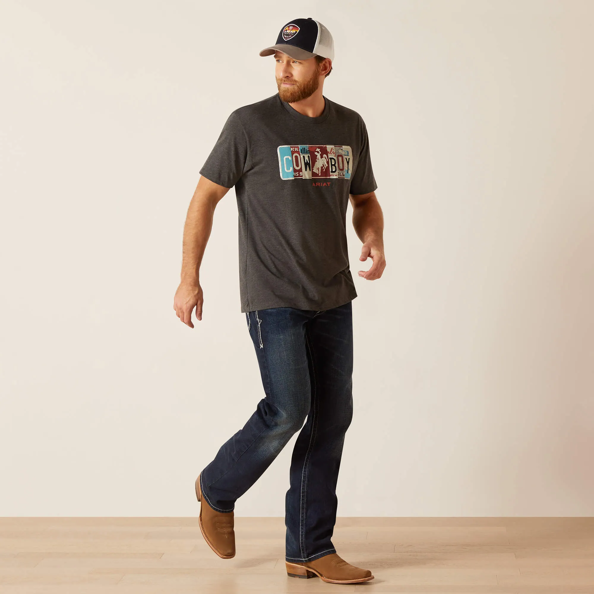 Ariat Men's Charcoal License Plate Cowboy Tee