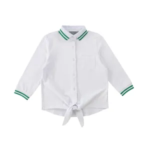 BACE COLLECTION WHITE PIQUE BUTTON DOWN TIE TOP [Final Sale]