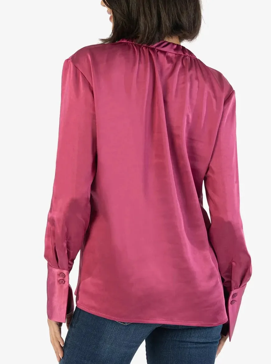 Brigitta Satin Button Down [Magenta-KT121901]