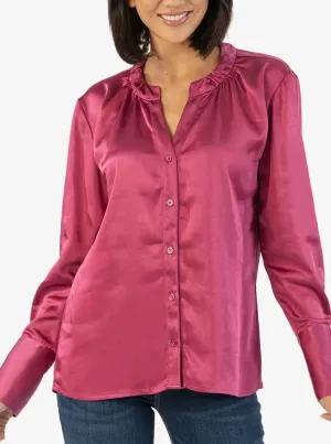 Brigitta Satin Button Down [Magenta-KT121901]