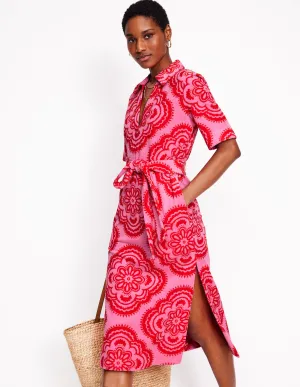 Collared Notch Towel Dress-Pink Rose, Botanic Blush