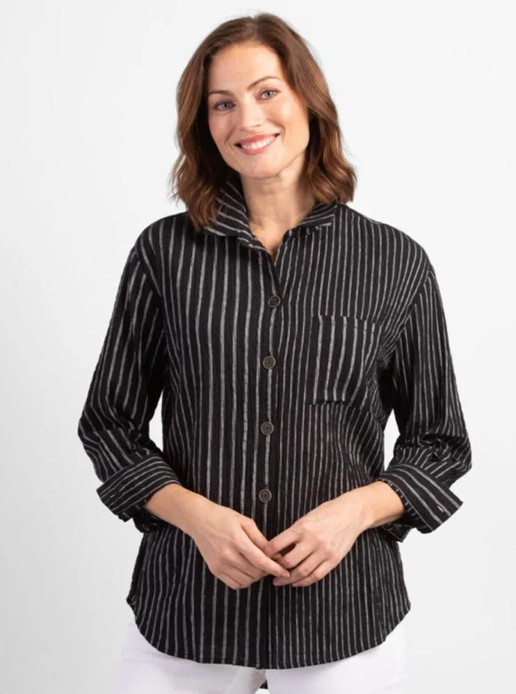 Flip Straps Boyfriend Shirt [Black-45210]