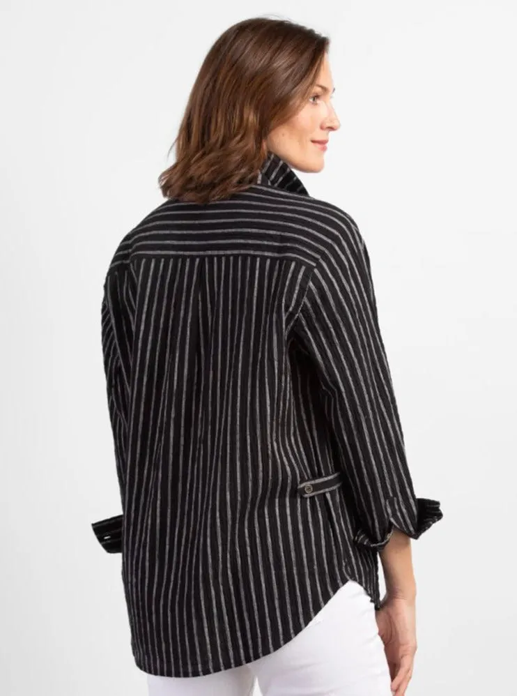 Flip Straps Boyfriend Shirt [Black-45210]