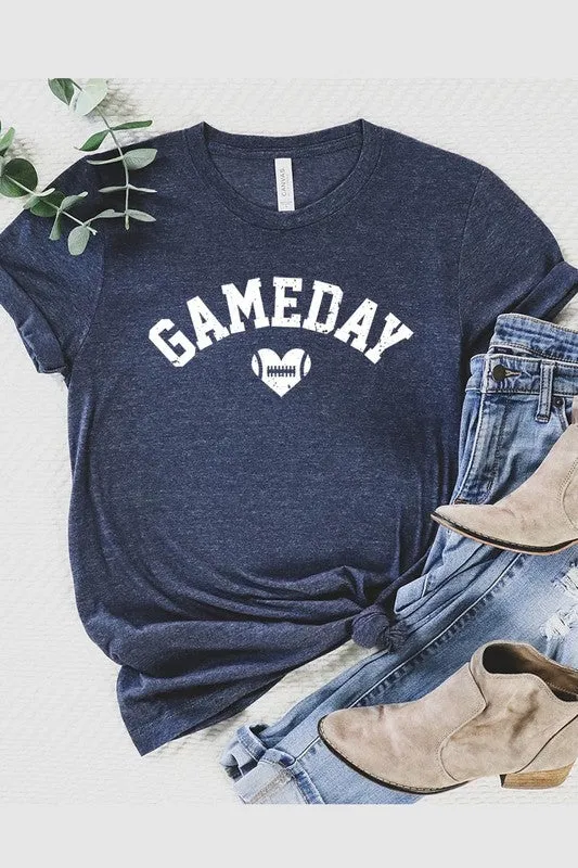 Game Day Football Heart Graphic Tee