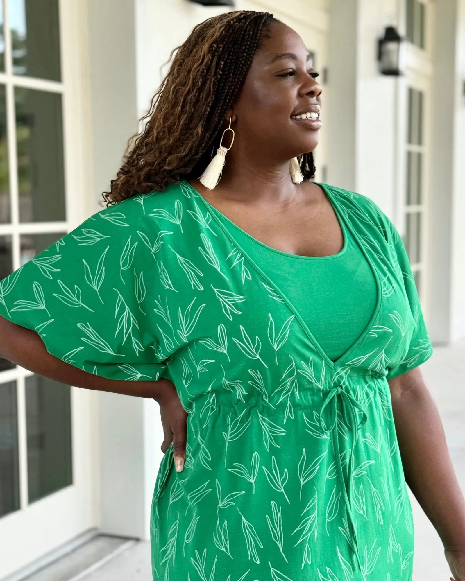 GIANNA printed swim cover-up dress in Leaf Green/White