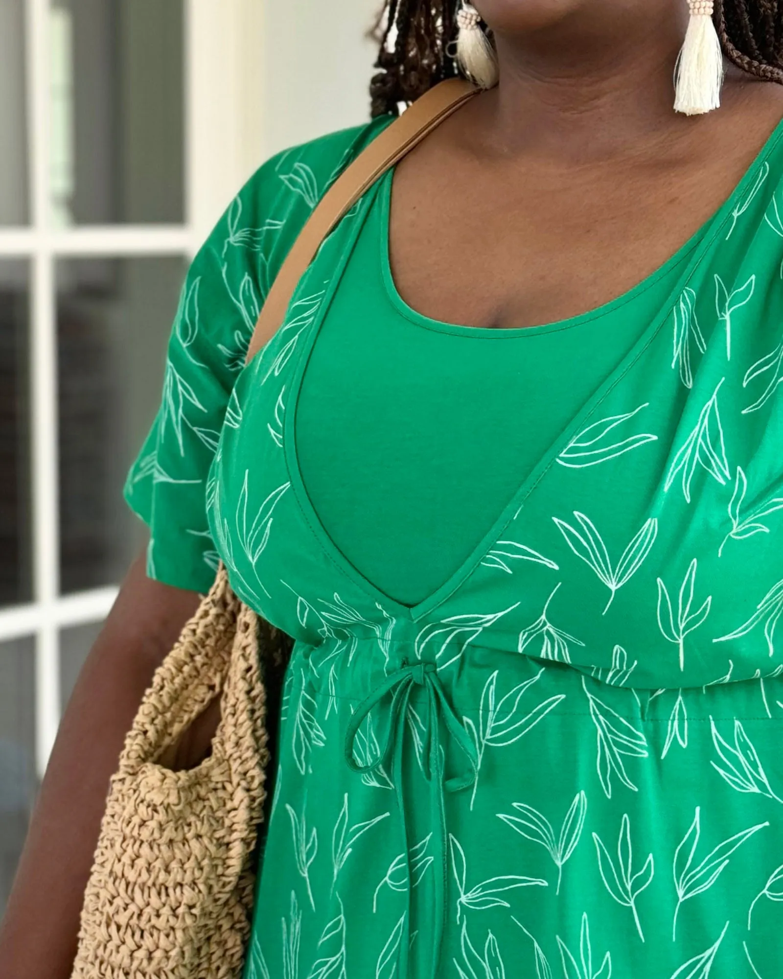 GIANNA printed swim cover-up dress in Leaf Green/White