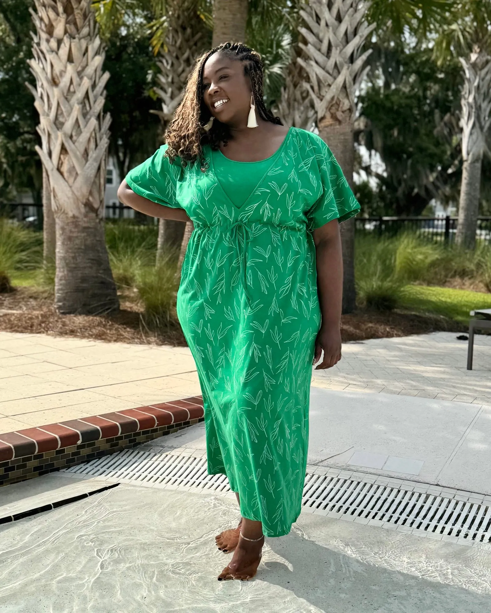GIANNA printed swim cover-up dress in Leaf Green/White