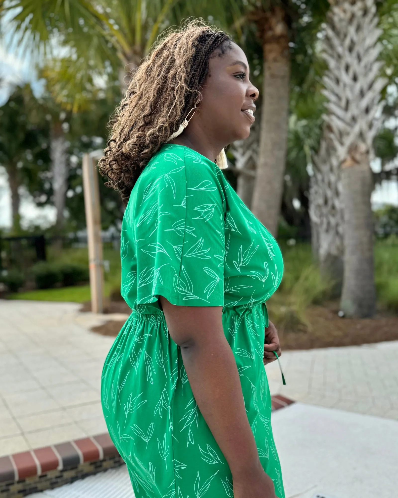 GIANNA printed swim cover-up dress in Leaf Green/White