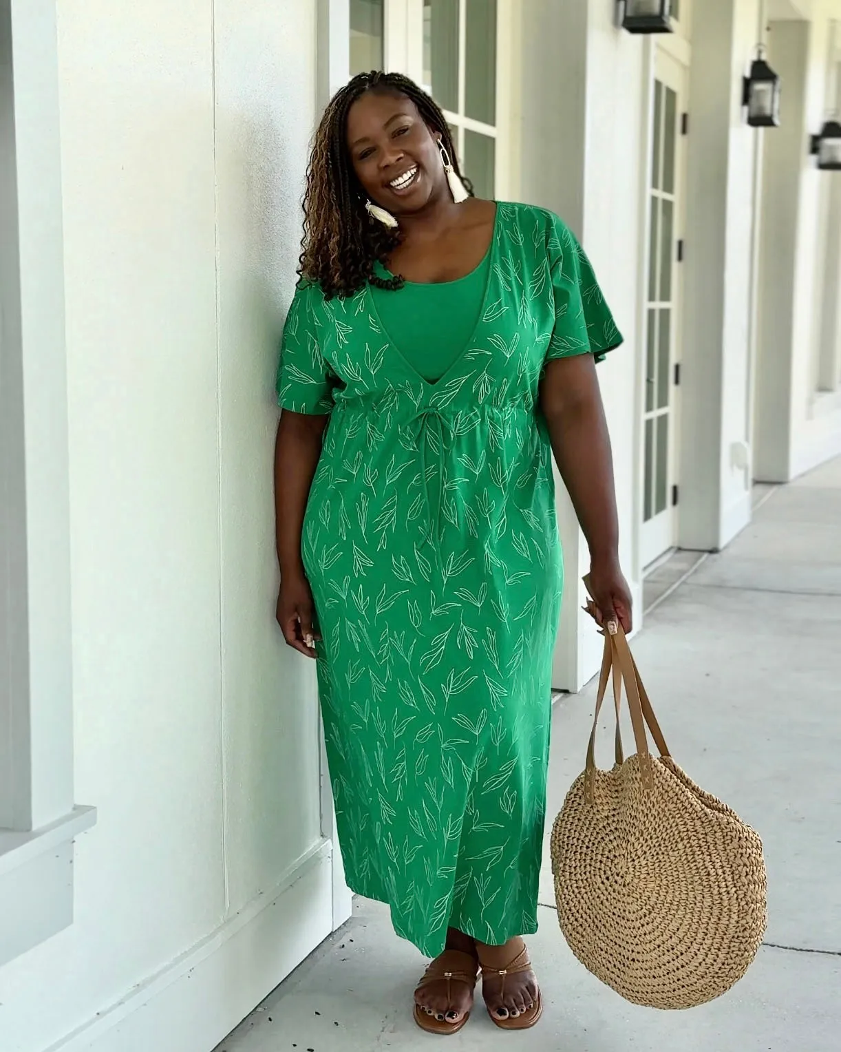 GIANNA printed swim cover-up dress in Leaf Green/White