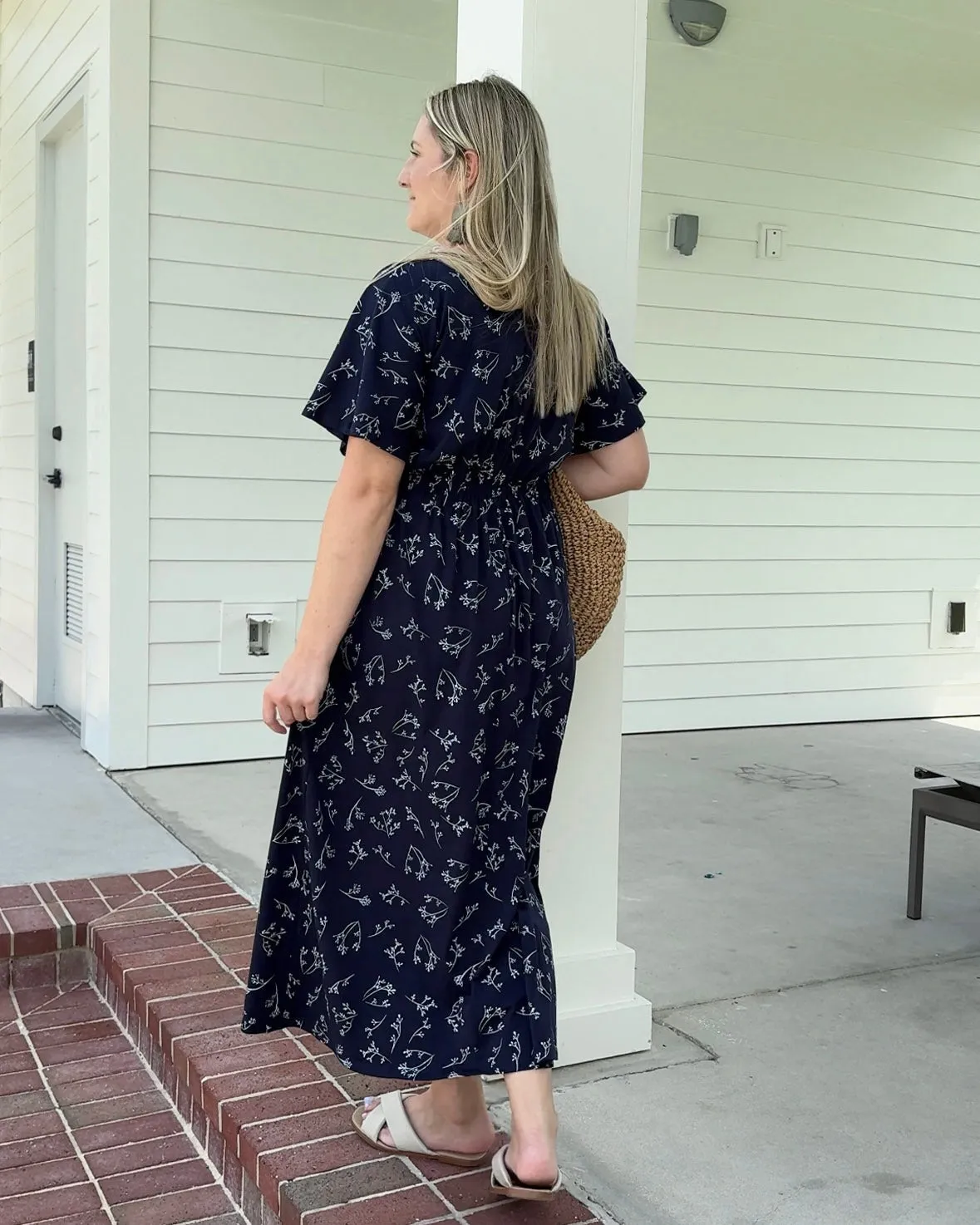 GIANNA printed swim cover-up dress in Navy/White
