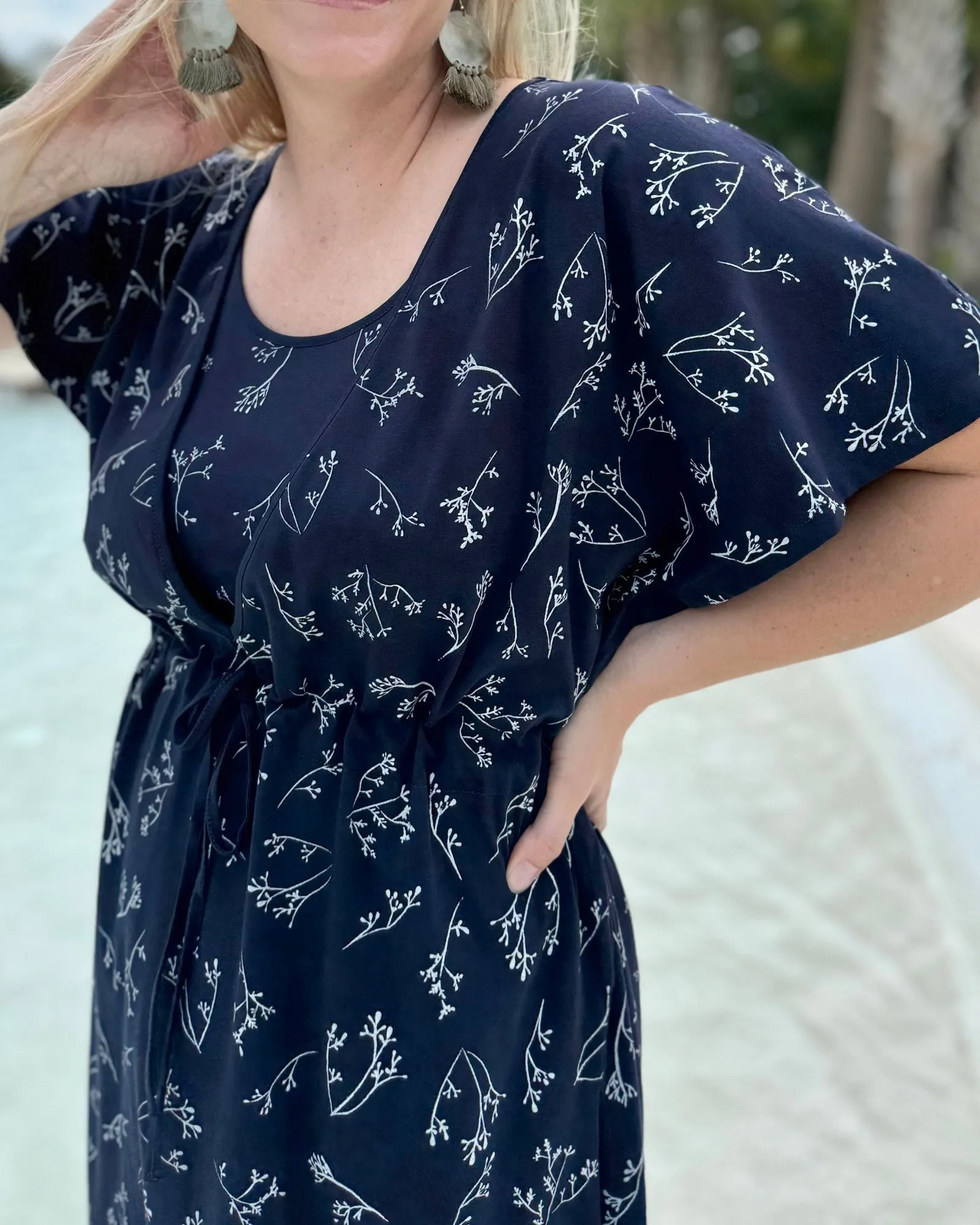GIANNA printed swim cover-up dress in Navy/White