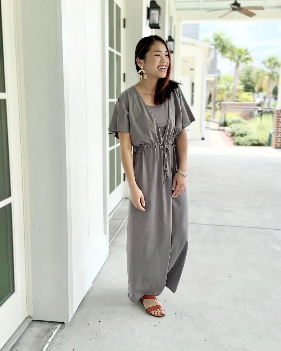 GIANNA swim cover-up dress in Circular Grey