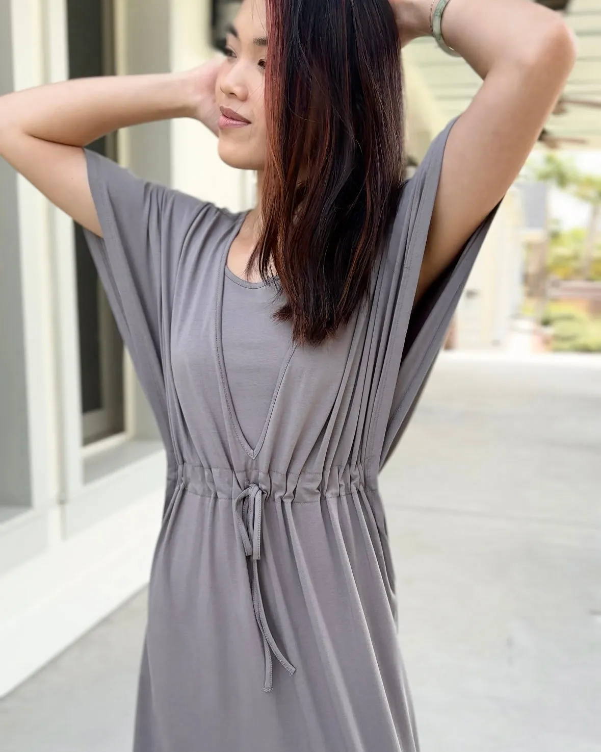 GIANNA swim cover-up dress in Circular Grey