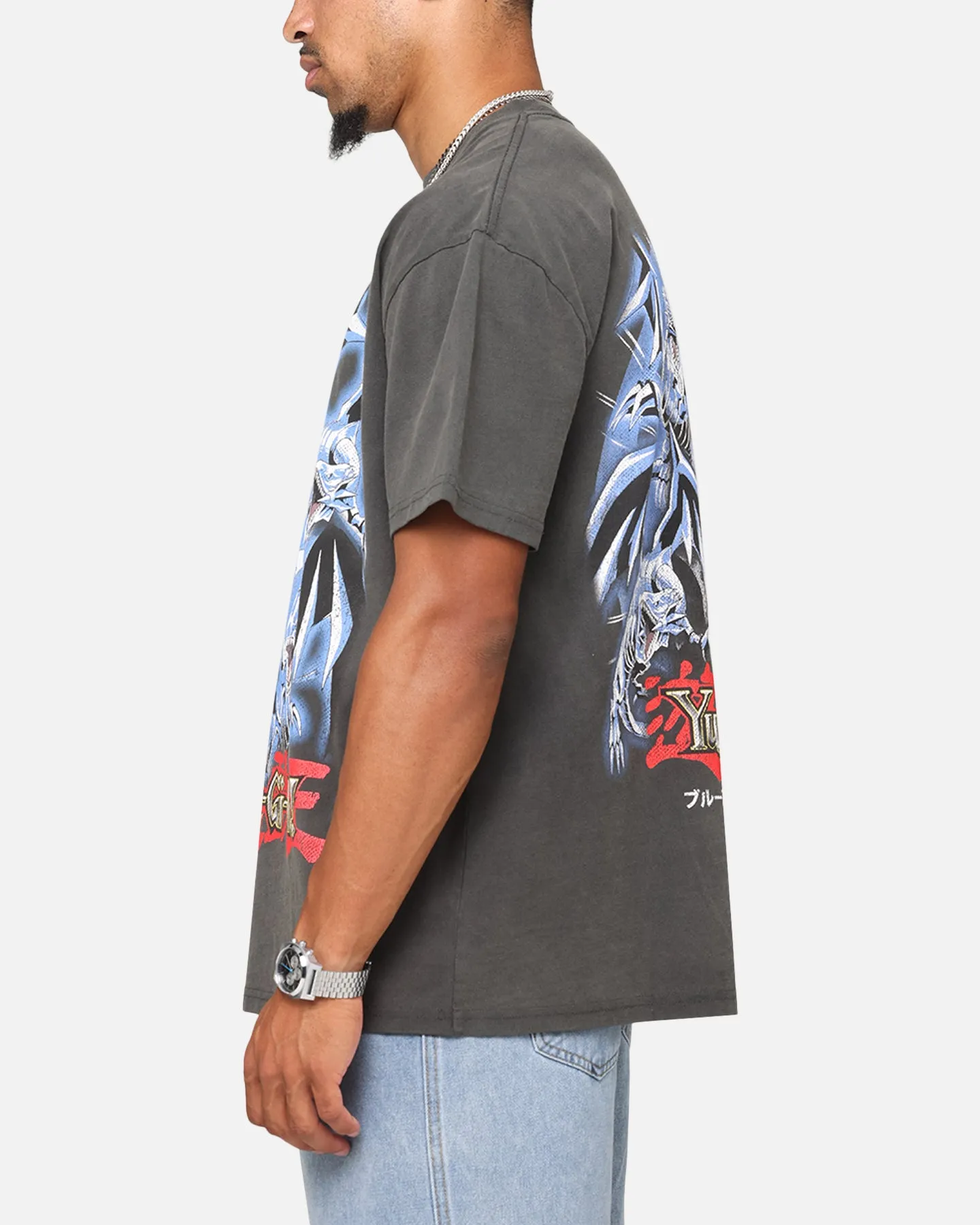 Goat Crew X Yu-Gi-Oh! Kaiba Blue Eyes Heavyweight T-Shirt Black Wash