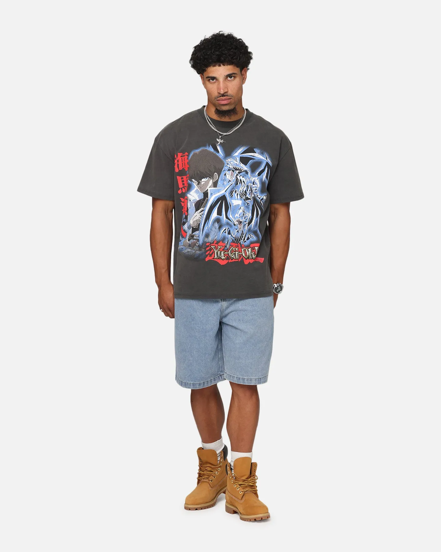 Goat Crew X Yu-Gi-Oh! Kaiba Blue Eyes Heavyweight T-Shirt Black Wash