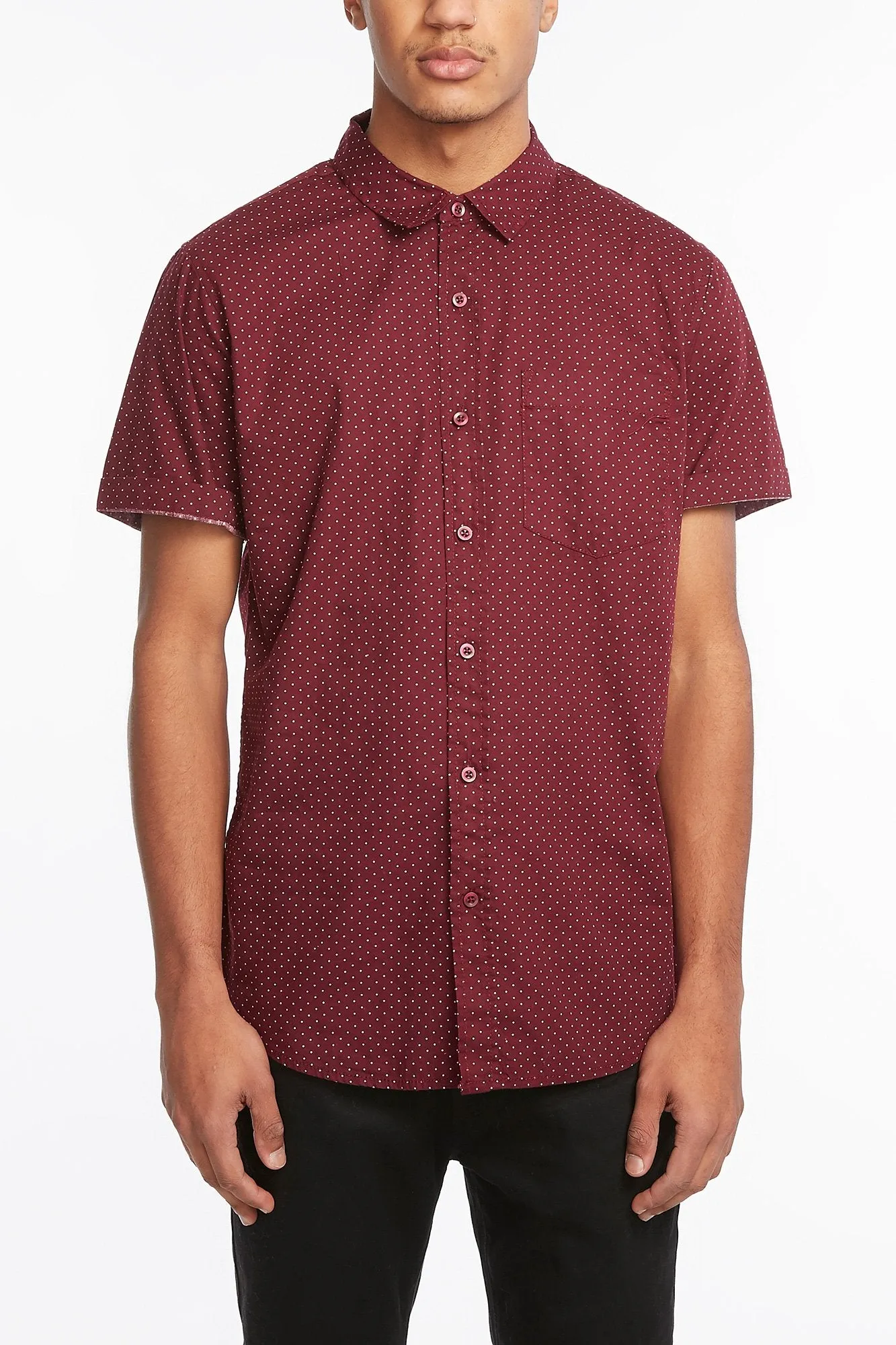 Guys Dot Print Button-Up Tee