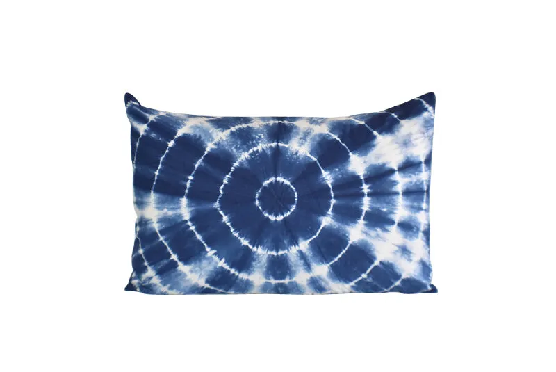Hand Made Indigo Tie and Dye Circle Pillow Cover