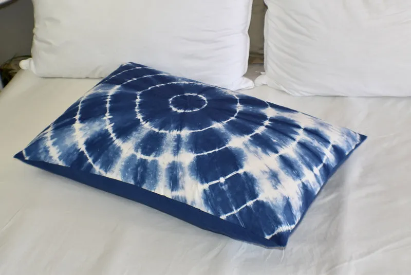 Hand Made Indigo Tie and Dye Circle Pillow Cover