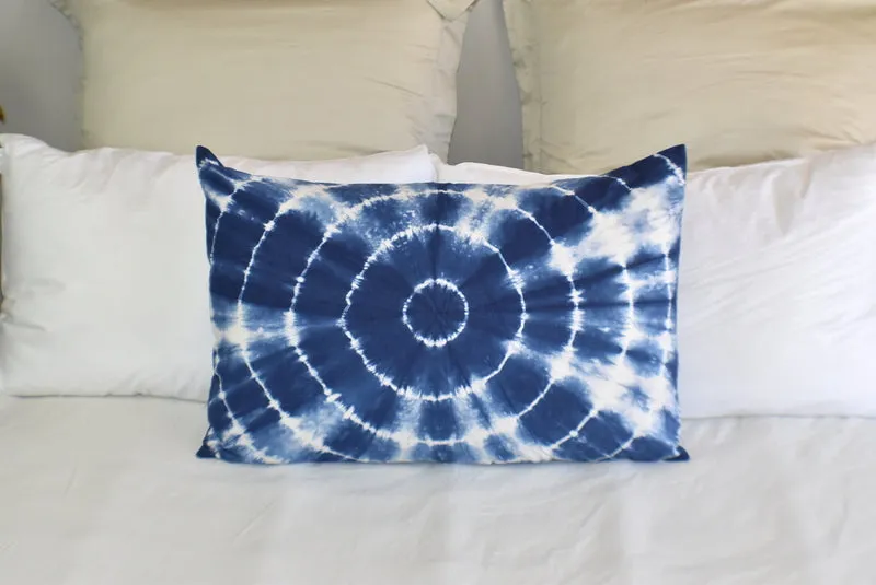Hand Made Indigo Tie and Dye Circle Pillow Cover