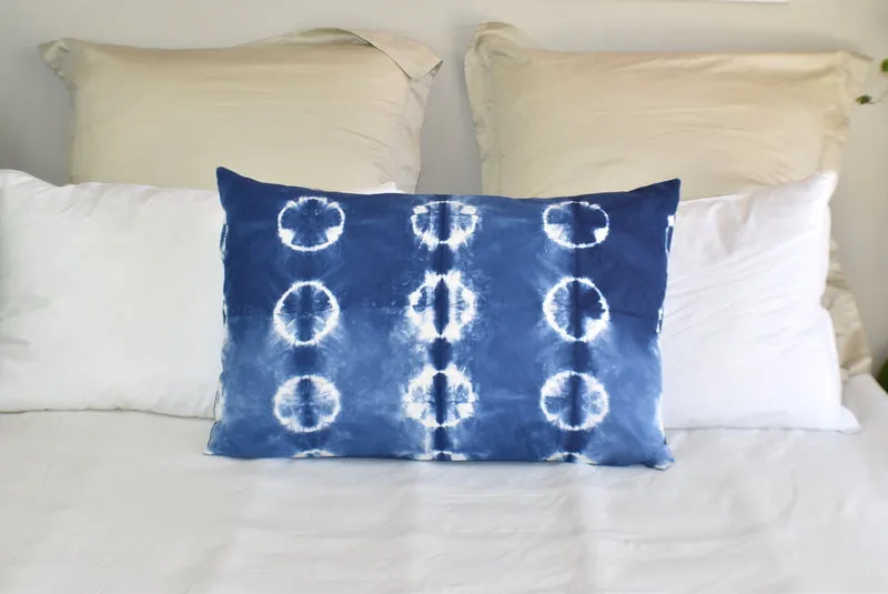 Hand Made Indigo Tie and Dye Dot Pillow Cover