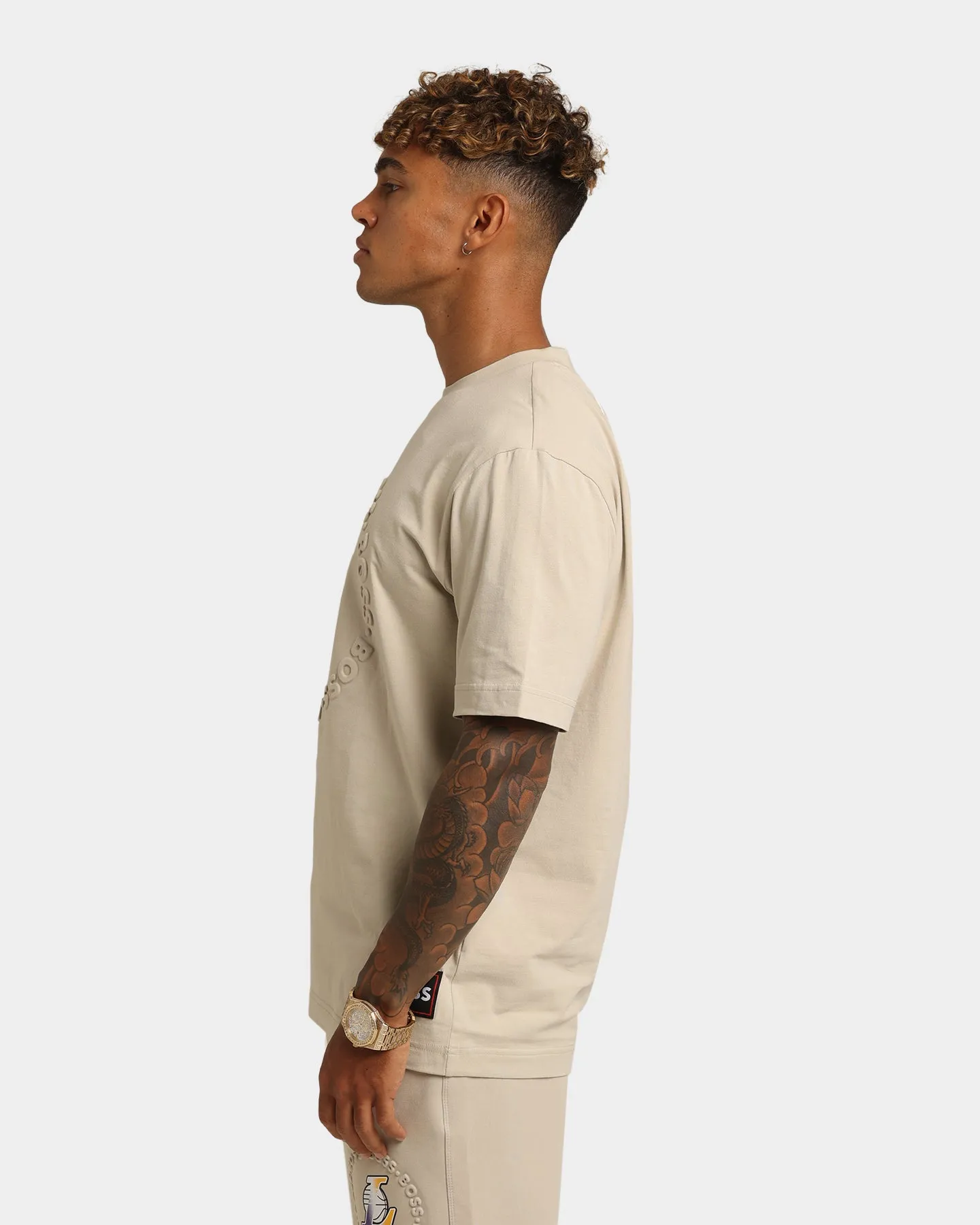 Hugo Boss X NBA Basic Los Angeles Lakers Short Sleeve T-Shirt Light Beige
