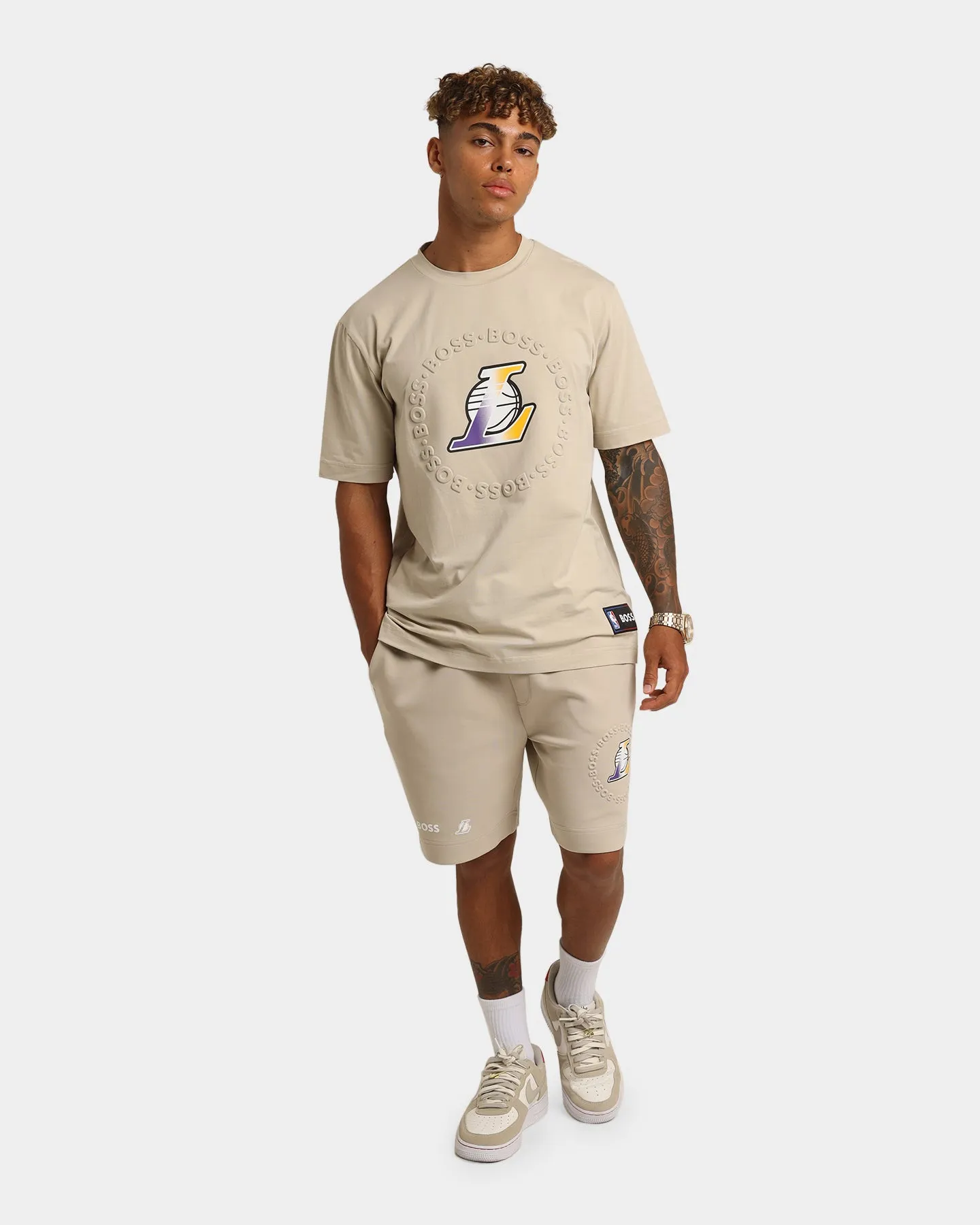 Hugo Boss X NBA Basic Los Angeles Lakers Short Sleeve T-Shirt Light Beige