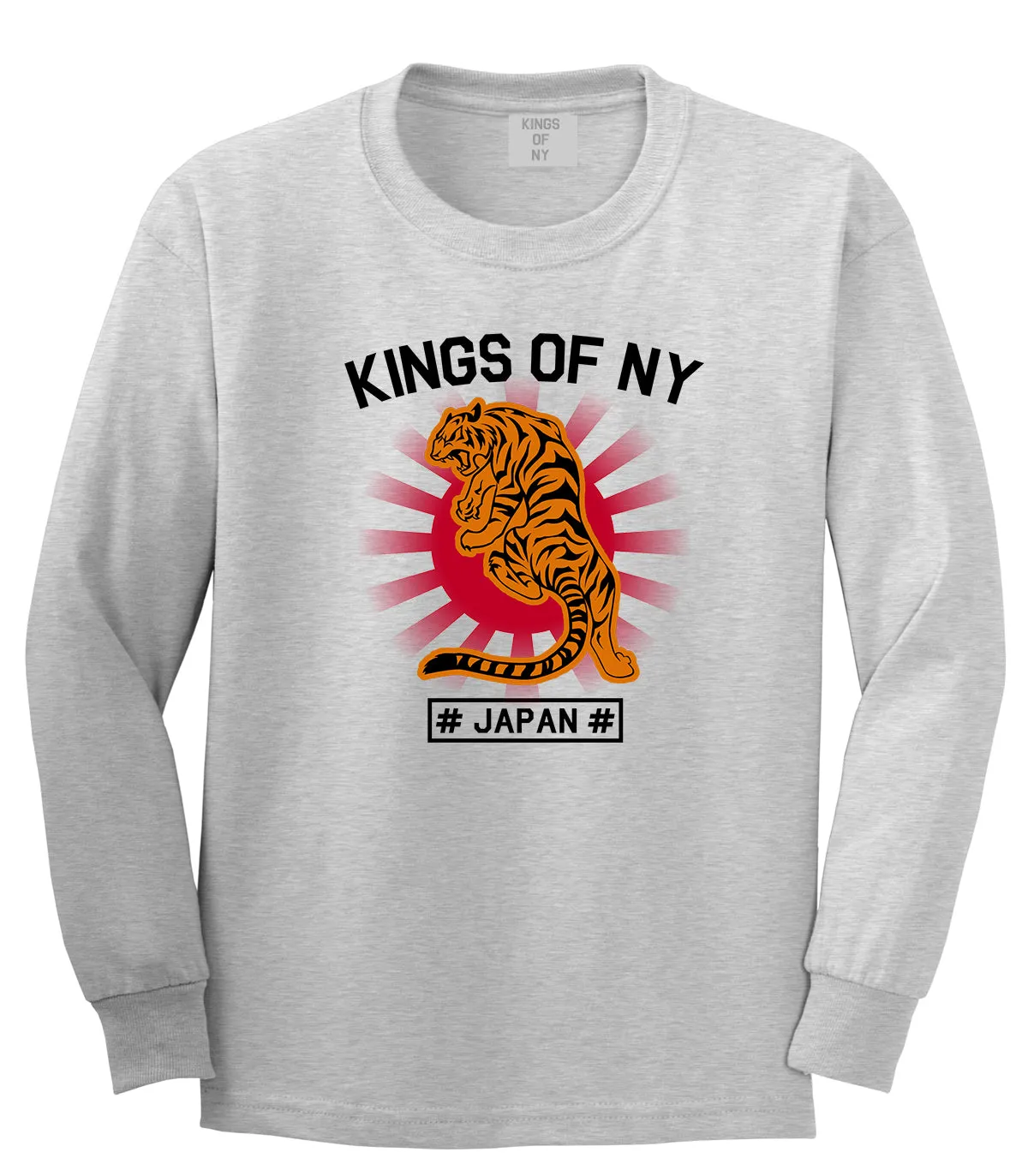 Japanese Tiger Rising Sun Mens Long Sleeve T-Shirt