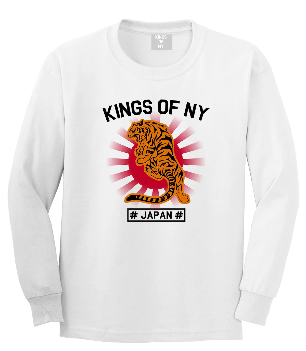 Japanese Tiger Rising Sun Mens Long Sleeve T-Shirt