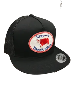 Lazy J Ranch Wear Black Red Original Patch Cap