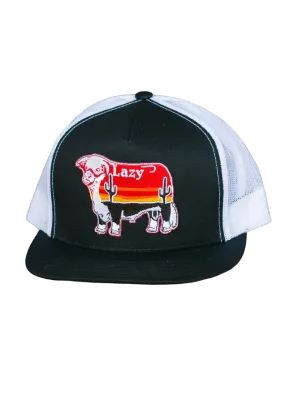Lazy J Ranch Wear Black Sunrise Hereford Patch Cap