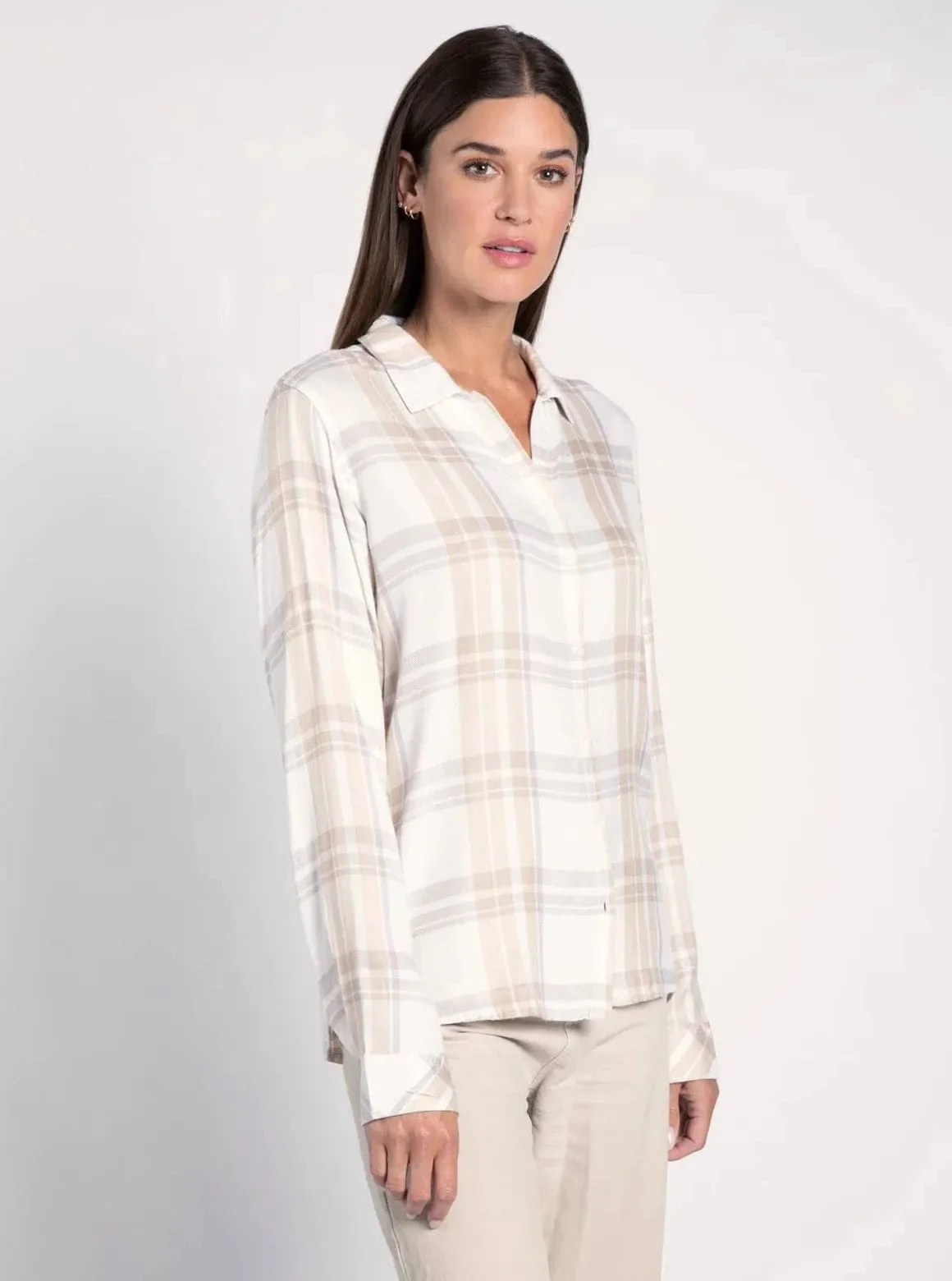 Lexia Shirt [Tan Lavender Plaid]