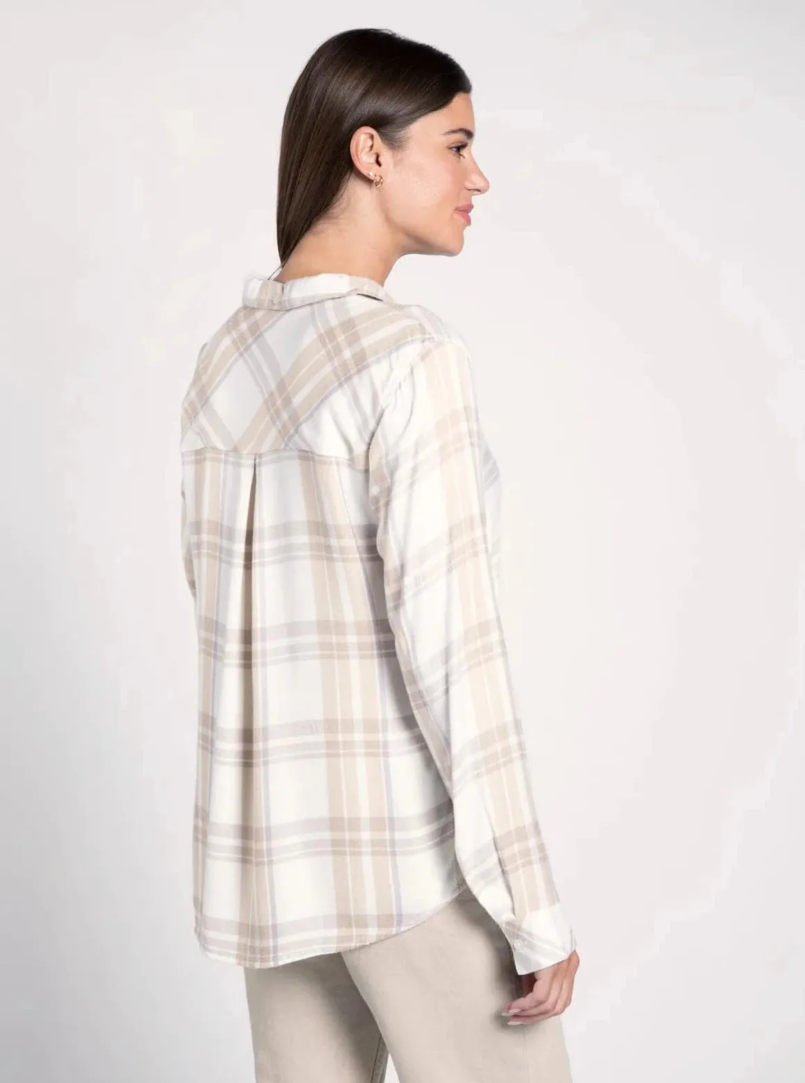 Lexia Shirt [Tan Lavender Plaid]