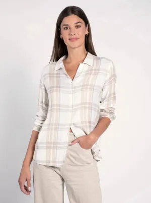 Lexia Shirt [Tan Lavender Plaid]