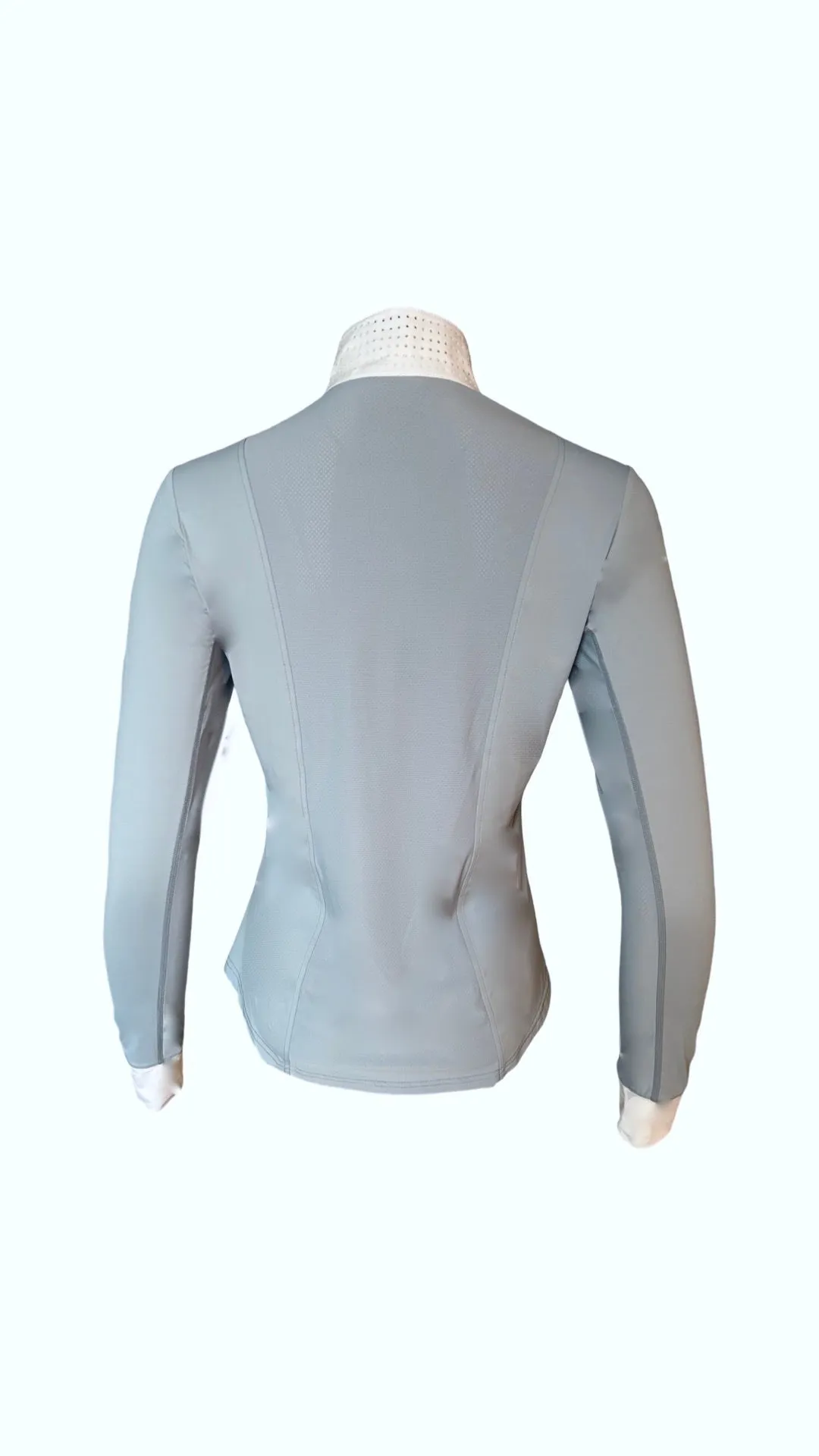 Long Sleeve Bib Show Shirt - Cavalry Blue/ White