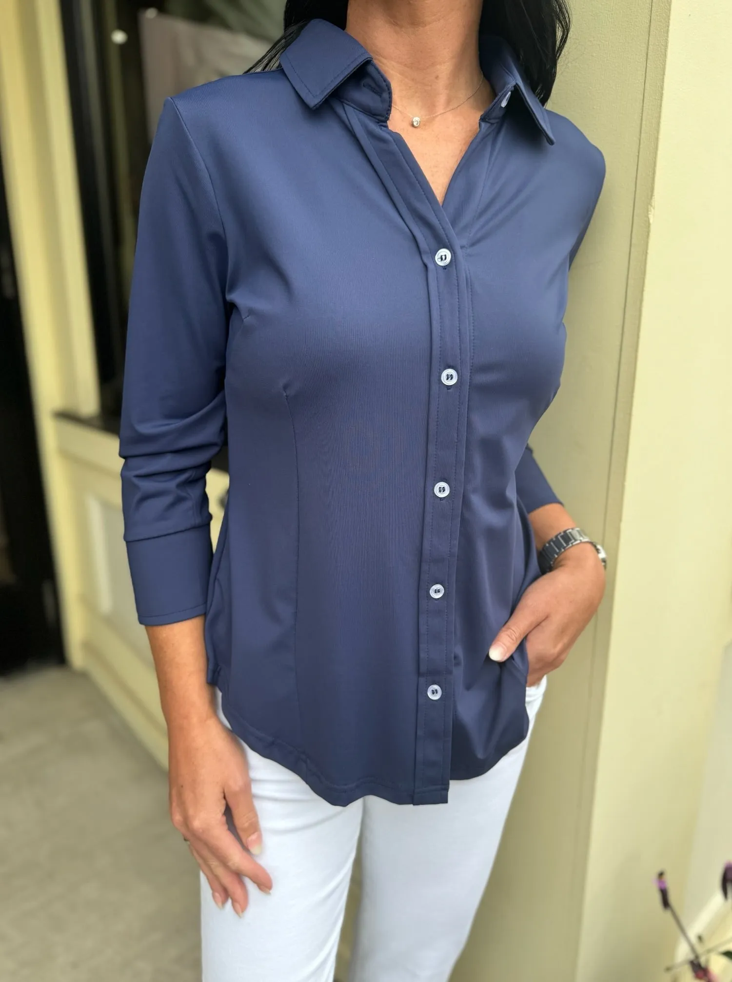 Lulu B Button Up Shirt [Navy-SPX5023]