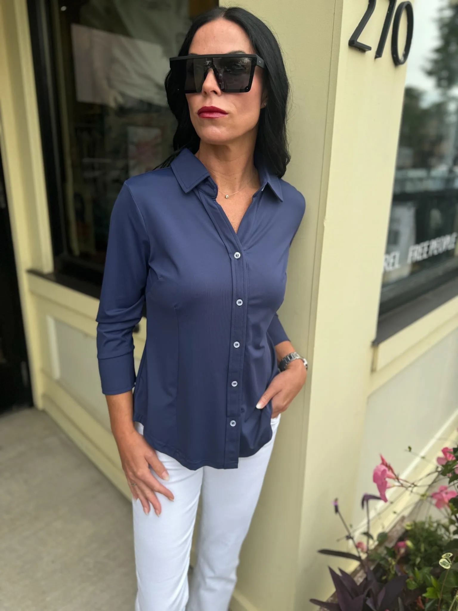 Lulu B Button Up Shirt [Navy-SPX5023]