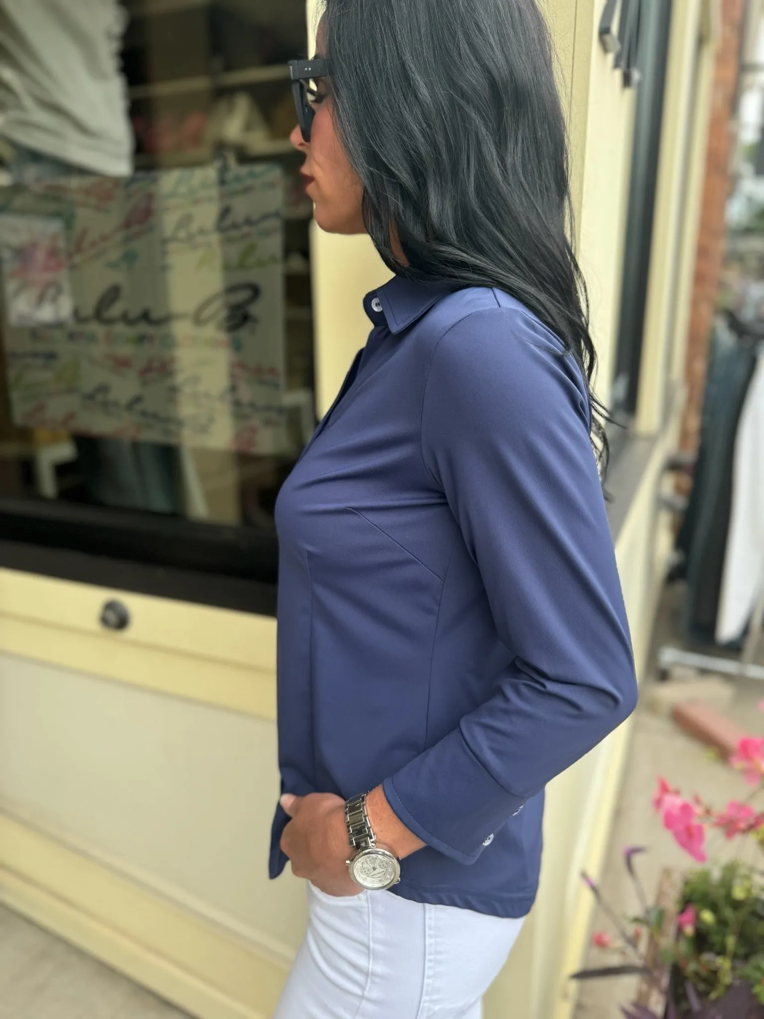 Lulu B Button Up Shirt [Navy-SPX5023]