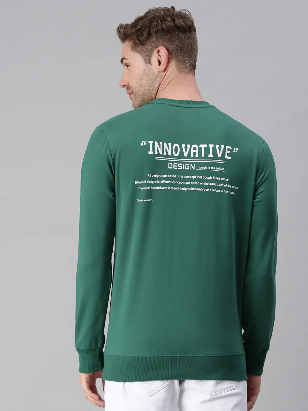 Men Green Printed Casual Sweatshirt