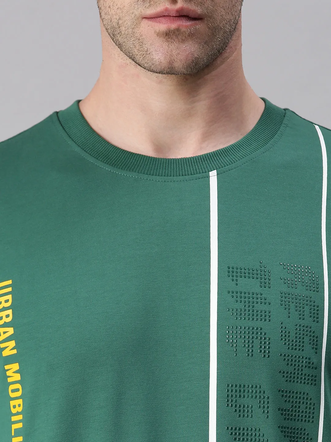 Men Green Printed Casual Sweatshirt