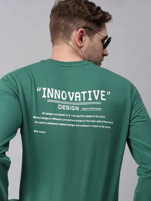 Men Green Printed Casual Sweatshirt