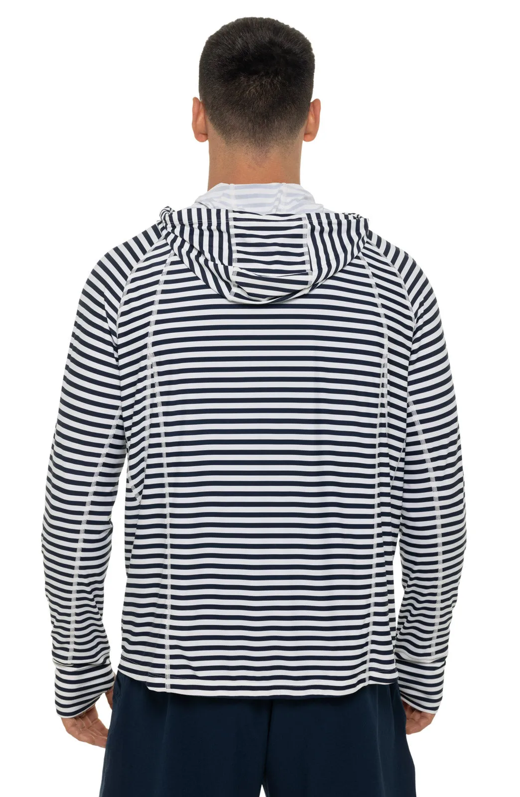 Men's Ocala Swim Hoodie  |  White/Navy Stripe