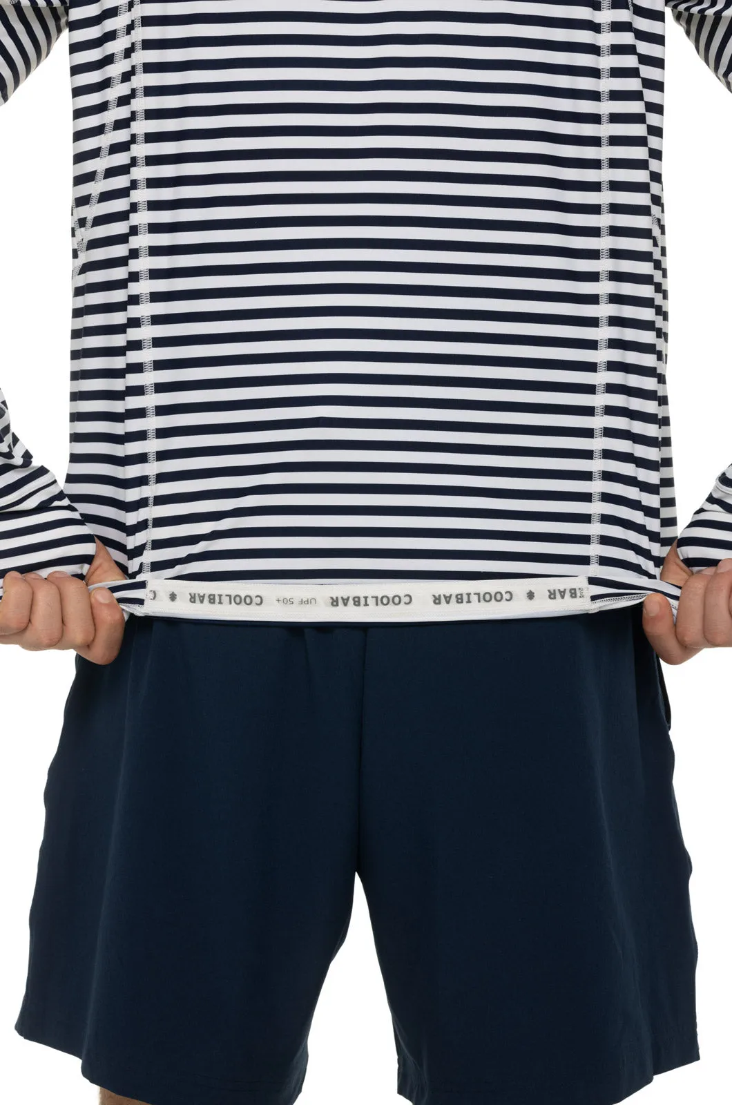 Men's Ocala Swim Hoodie  |  White/Navy Stripe