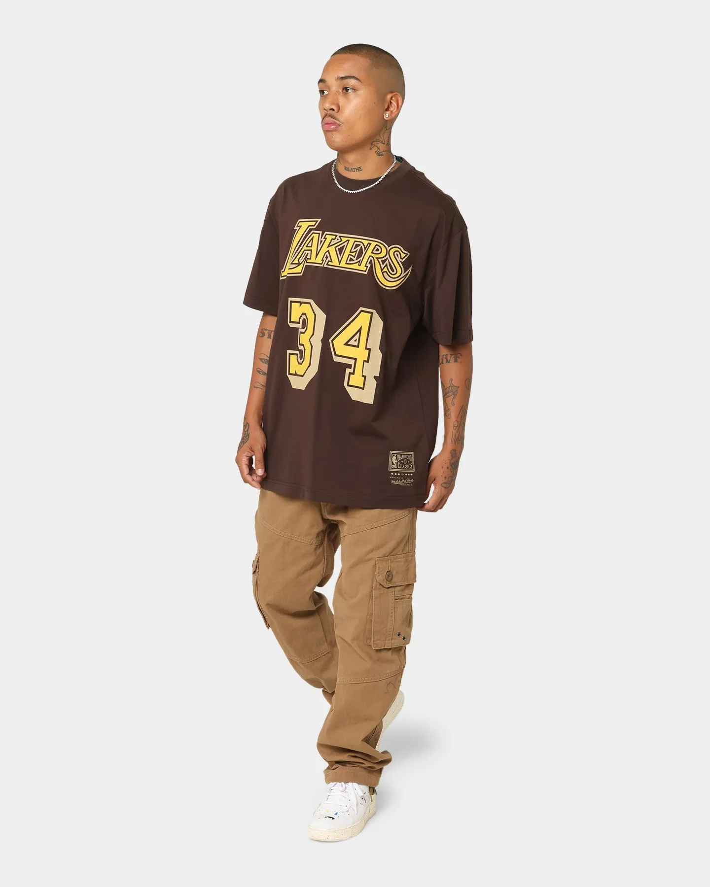 Mitchell & Ness Los Angeles Lakers Shaquille O'Neal #34 Lux Brown T-Shirt Baroque Brown